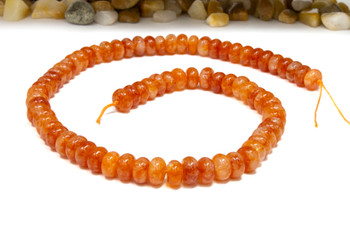 Jade Polished 5x8mm Smooth Rondelle - Dyed Orange Mix