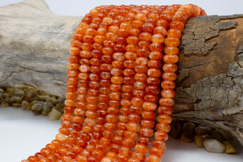 Jade Polished 5x8mm Smooth Rondelle - Dyed Orange Mix