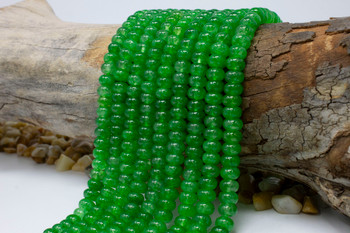 Jade Polished 5x8mm Smooth Rondelle - Dyed Apple Green