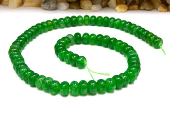 Jade Polished 5x8mm Smooth Rondelle - Dyed Apple Green