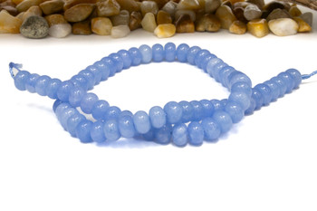 Jade Polished 5x8mm Smooth Rondelle - Dyed Light Denim