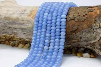 Jade Polished 5x8mm Smooth Rondelle - Dyed Light Denim