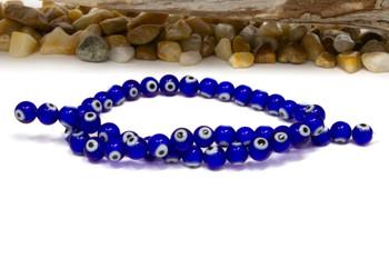 Evil Eye Polished 8mm Royal Blue Glass Round