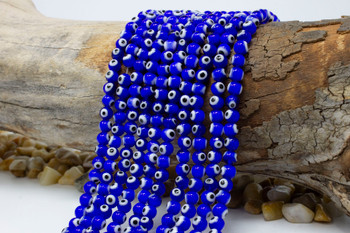 Evil Eye Polished 6mm Royal Blue Glass Round