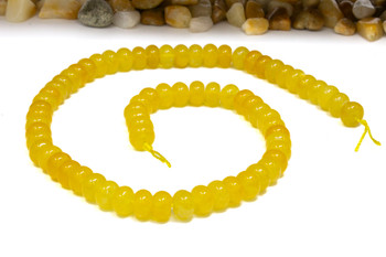 Jade Polished 5x8mm Smooth Rondelle - Dyed Sunflower