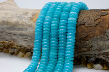 Jade Polished 4x12mm Smooth Wheel - Dyed Teal