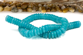 Jade Polished 4x12mm Smooth Wheel - Dyed Teal