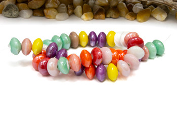 Porcelain Polished 12x6.5mm Multi Colored Rondelle / Saucer - 2mm Hole