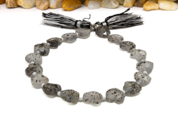 Black Rutilated Quartz Polished 9mm Heart - Diagonal Drilled