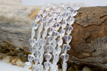 Ice Quartz Polished 9mm Heart - Diagonal Drilled