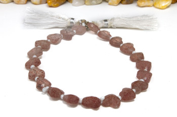 Strawberry Quartz Polished 9mm Heart - Diagonal Drilled