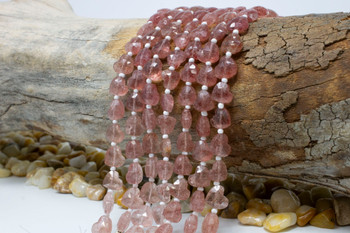 Strawberry Quartz Polished 9mm Heart - Diagonal Drilled